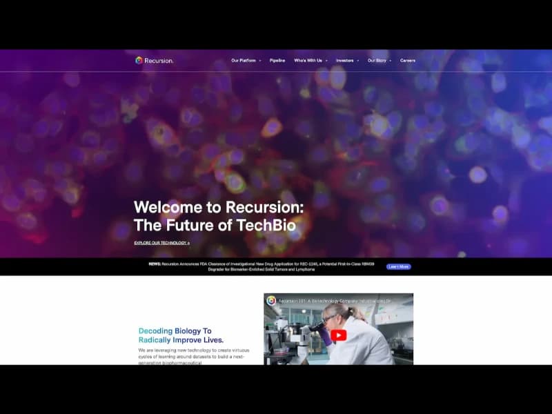 Recursion Pharmaceuticals website screenshot