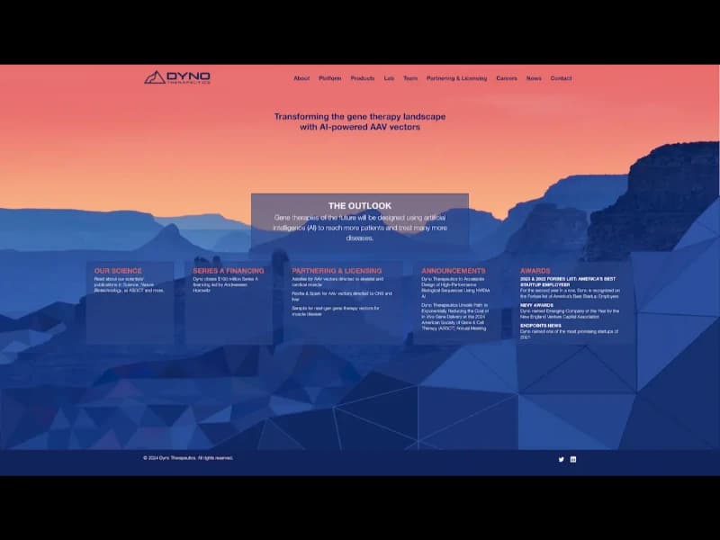 Dyno Therapeutics website screenshot