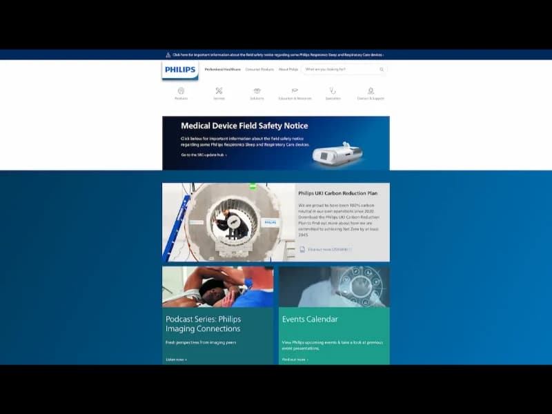 Philips Healthcare website screenshot