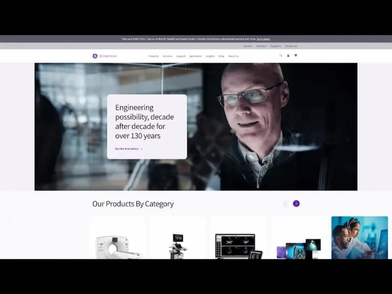 GE HealthCare website screenshot